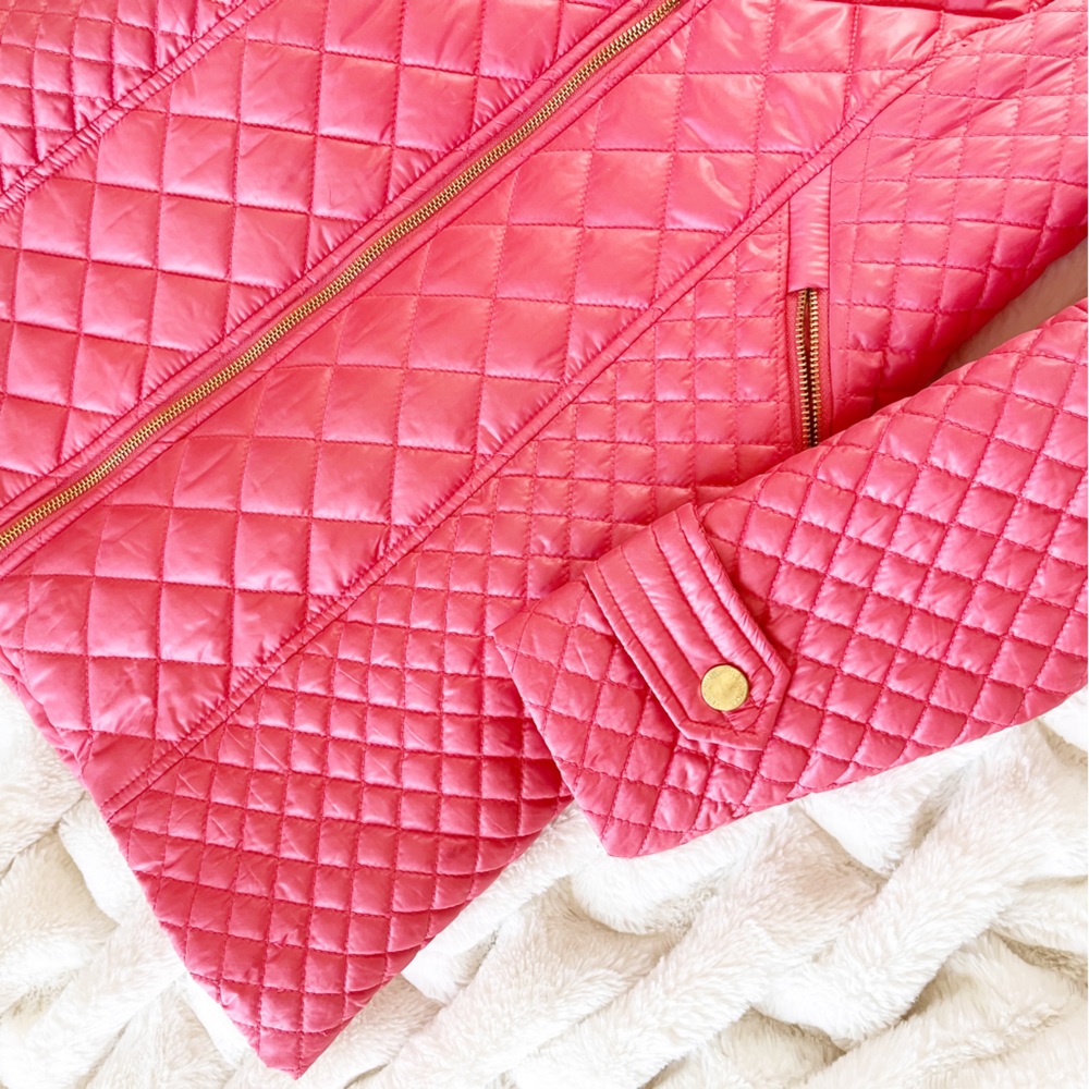 Via Spiga Hot Pink Puffer Coat With Gold Hardware Small - Picture 6 of 9